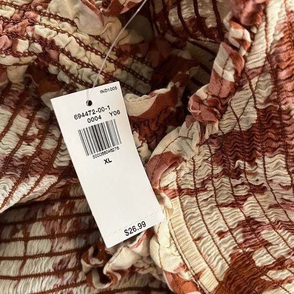 NWT Old Navy Sleeveless Smocked Bodice Floral Print Top Ginger - Picture 10 of 12